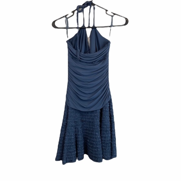 BCBG MAXAZRIA Blue Ruffle Halter Dress XS - Picture 9 of 9